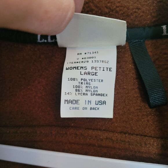 Vintage LL Bean Fleece Vest Women's Large Petite Brown Casual Zip Up Made in USA - Picture 8 of 11